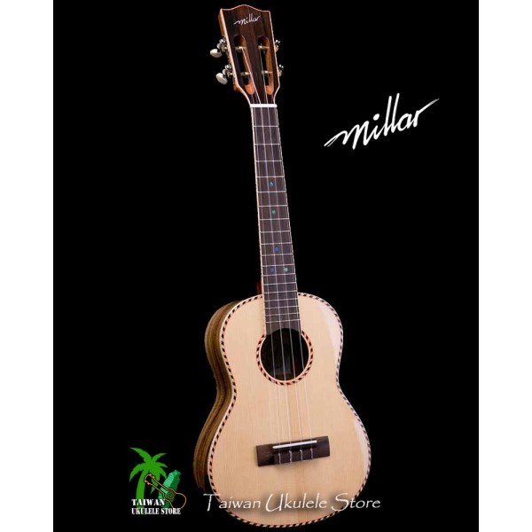 【台灣烏克麗麗 專門店】 MILLAR UKULELE SP-260W全單板雲杉/相思木26吋 (台灣製造手工琴)