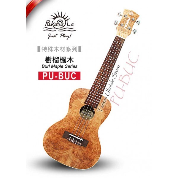 【台灣烏克麗麗 專門店】特殊木材限定款! 樹榴楓木系列 PUKANALA UKULELE PU-BUC 23吋 (附琴袋+調音器+教材)