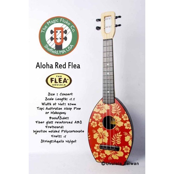 【台灣烏克麗麗 專門店】FLEA 瘋狂跳蚤全面侵台! ALOHA RED FLEA UKULELE 23吋 美國原廠製造 (附琴袋+調音器+教材)