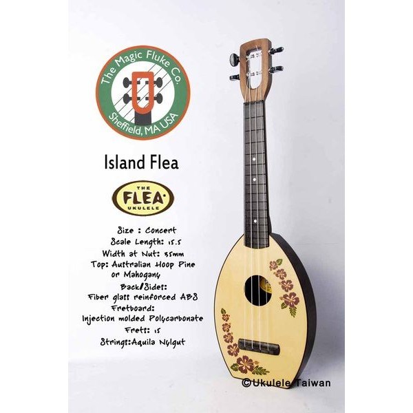 【台灣烏克麗麗 專門店】FLEA 瘋狂跳蚤全面侵台! ISLAND FLEA UKULELE 23吋 美國原廠製造 (附琴袋+調音器+教材)
