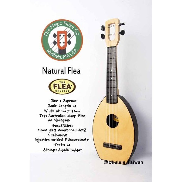 【台灣烏克麗麗 專門店】FLEA 瘋狂跳蚤全面侵台! NATURAL FLEA UKULELE 21吋 美國原廠製造 (附琴袋+調音器+教材)