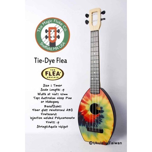 【台灣烏克麗麗 專門店】FLEA 瘋狂跳蚤全面侵台! TIE-DYE FLEA UKULELE 26吋 美國原廠製造 (附琴袋+調音器+教材)