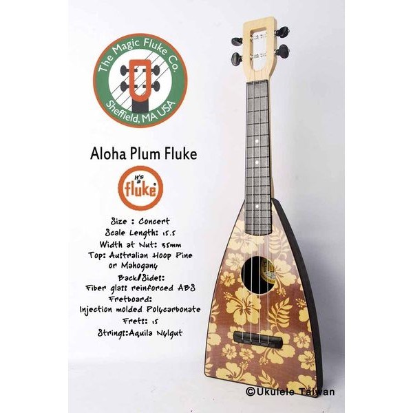 【台灣烏克麗麗 專門店】FLUKE 瘋狂跳蚤全面侵台! ALOHA PLUM FLUKE UKULELE 23吋 美國原廠製造 (附琴袋+調音器+教材)