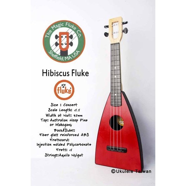 【台灣烏克麗麗 專門店】FLUKE 瘋狂跳蚤全面侵台! HIBISCUS FLUKE UKULELE 23吋 美國原廠製造 (附琴袋+調音器+教材)