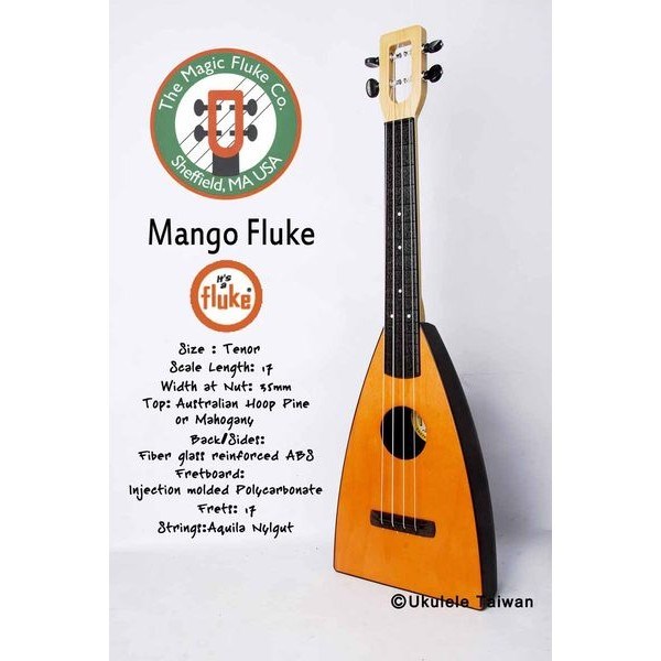 【台灣烏克麗麗 專門店】FLUKE 瘋狂跳蚤全面侵台! MANGO FLUKE UKULELE 26吋 美國原廠製造 (附琴袋+調音器+教材)