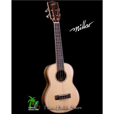 【台灣烏克麗麗 專門店】 MILLAR UKULELE SP-260W全單板雲杉/相思木26吋 (台灣製造手工琴)
