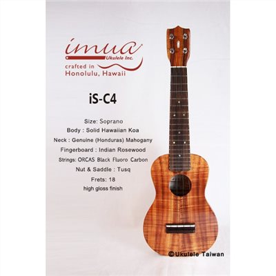 【台灣烏克麗麗 專門店】 IMUA UKULELE 夏威夷手工琴 21吋 IS-C4(附琴袋+調音器+教材)