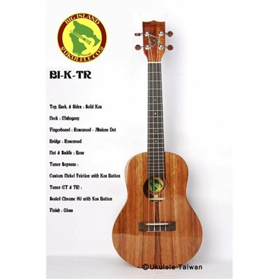 【台灣烏克麗麗 專門店】 BIG ISLAND UKULELE 烏克麗麗 BI-K-TR 全單板夏威夷木琴款 (空運來台)
