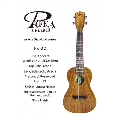 【台灣烏克麗麗 專門店】PUKA UKULELE 全單板相思木系列 PK-A2 23吋 (附琴袋+調音器+教材)