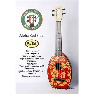【台灣烏克麗麗 專門店】FLEA 瘋狂跳蚤全面侵台! ALOHA RED FLEA UKULELE 23吋 美國原廠製造 (附琴袋+調音器+教材)