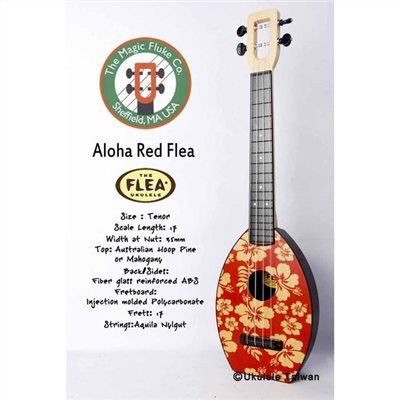【台灣烏克麗麗 專門店】FLEA 瘋狂跳蚤全面侵台! ALOHA RED FLEA UKULELE 26吋 美國原廠製造 (附琴袋+調音器+教材)