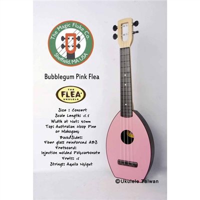 【台灣烏克麗麗 專門店】FLEA 瘋狂跳蚤全面侵台! BUBBLEGUM PINK FLEA UKULELE 23吋 美國原廠製造 (附琴袋+調音器+教材)