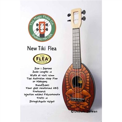 【台灣烏克麗麗 專門店】FLEA 瘋狂跳蚤全面侵台! NEW TIKI FLEA UKULELE 21吋 美國原廠製造 (附琴袋+調音器+教材)