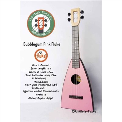 【台灣烏克麗麗 專門店】FLUKE 瘋狂跳蚤全面侵台! BUBBLEGUM PINK FLUKE UKULELE 23吋 美國原廠製造 (附琴袋+調音器+教材)