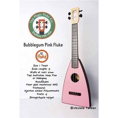 【台灣烏克麗麗 專門店】FLUKE 瘋狂跳蚤全面侵台! BUBBLEGUM PINK FLUKE UKULELE 26吋 美國原廠製造 (附琴袋+調音器+教材)