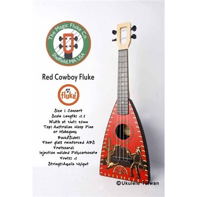 【台灣烏克麗麗 專門店】FLUKE 瘋狂跳蚤全面侵台! RED COWBOY FLUKE UKULELE 23吋 美國原廠製造 (附琴袋+調音器+教材)