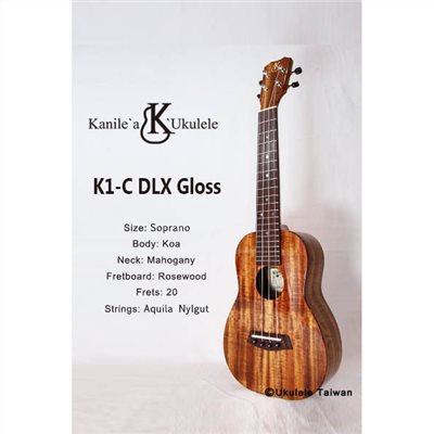 【台灣烏克麗麗 專門店】KANILE'A UKULELE 烏克麗麗 K1-C(DLX GLOSS)夏威夷手工琴(空運來台)