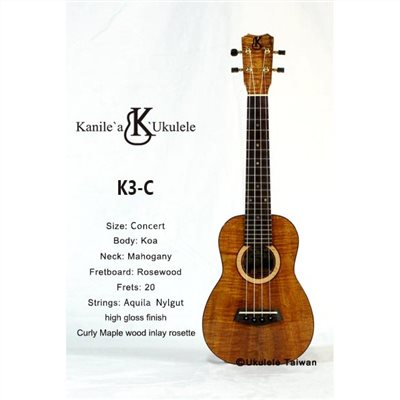 【台灣烏克麗麗 專門店】KANILE'A UKULELE 烏克麗麗 K3-C PREMIUM 夏威夷手工琴 (空運來台)
