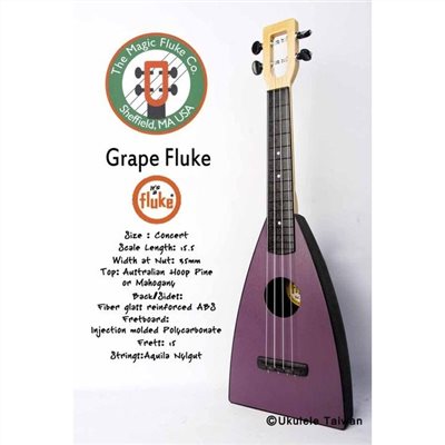 【台灣烏克麗麗 專門店】FLUKE 瘋狂跳蚤全面侵台! GRAPE FLUKE UKULELE 26吋 美國原廠製造 (附琴袋+調音器+教材)